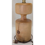 23" How's Your Aspen Table Lamp Handcrafted Natural Wood Hand Turned 3 Way Burlap Shade