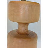 23" How's Your Aspen Table Lamp Handcrafted Natural Wood Hand Turned 3 Way Burlap Shade