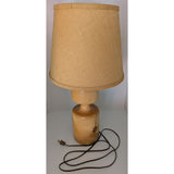 23" How's Your Aspen Table Lamp Handcrafted Natural Wood Hand Turned 3 Way Burlap Shade