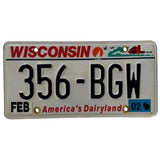 356 BGW Wisconsin License Plate Porsche 2002 America's Dairyland