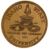 12" Seal 1963 Idaho State University Wood Wall Plaque Round Veritas Vos Liberabit Vintage 1901-1947