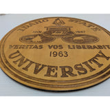 12" Seal 1963 Idaho State University Wood Wall Plaque Round Veritas Vos Liberabit Vintage 1901-1947