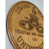12" Seal 1963 Idaho State University Wood Wall Plaque Round Veritas Vos Liberabit Vintage 1901-1947
