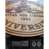 12" Seal 1963 Idaho State University Wood Wall Plaque Round Veritas Vos Liberabit Vintage 1901-1947