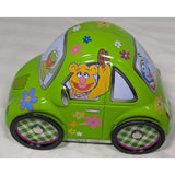 6" Muppets VW Bug Tin Volkswagen Toy Car TM Henson Kermit Green Miss Piggy Metal