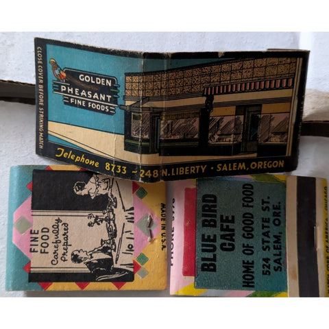 Blue Bird Cafe Salem Oregon Golden Pheasant Matchbook Matches Vintage Paper