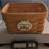 8" Tilted Recipe 1998 Longaberger Basket Handwoven Maple Kitchen Decor Box USA No Lid
