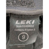 Size 9 Leki Elements Krypton S Ski Racing Gloves Trigger Grip Loop Black Leather Mens Winter Fabric