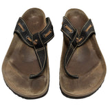 40 L9 M7 Papillio Nautical Womens Black Leather Lace Thong Sandals Birkenstock Bronze Charm