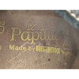 40 L9 M7 Papillio Nautical Womens Black Leather Lace Thong Sandals Birkenstock Bronze Charm