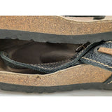 40 L9 M7 Papillio Nautical Womens Black Leather Lace Thong Sandals Birkenstock Bronze Charm