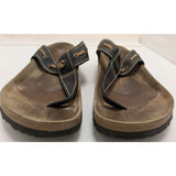 40 L9 M7 Papillio Nautical Womens Black Leather Lace Thong Sandals Birkenstock Bronze Charm
