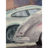 MAKE OFFER Signed Julie Hopkins Watercolor Painting Of Porsche 356 911 Classic Vintage Cars Frame
