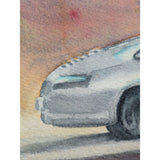 MAKE OFFER Signed Julie Hopkins Watercolor Painting Of Porsche 356 911 Classic Vintage Cars Frame