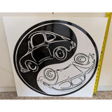 18" VW Bug Volkswagen Beetle Yin Yang Black White Porsche 356 Acrylic Wall Art Print Car Design