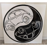 18" VW Bug Volkswagen Beetle Yin Yang Black White Porsche 356 Acrylic Wall Art Print Car Design