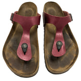 40 L9 M7 Birkenstock Gizeh Thong Sandals Burgundy Red Leather Size 9 Germany Made