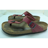 40 L9 M7 Birkenstock Gizeh Thong Sandals Burgundy Red Leather Size 9 Germany Made
