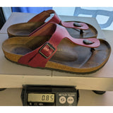 40 L9 M7 Birkenstock Gizeh Thong Sandals Burgundy Red Leather Size 9 Germany Made