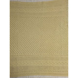 44x72 Beige Crochet Afghan Throw Blanket Fringe Ecru Cable Popcorn Cotton Hand Knit Knitted Handmade 1970s