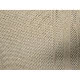 44x72 Beige Crochet Afghan Throw Blanket Fringe Ecru Cable Popcorn Cotton Hand Knit Knitted Handmade 1970s