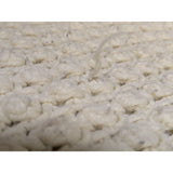 44x72 Beige Crochet Afghan Throw Blanket Fringe Ecru Cable Popcorn Cotton Hand Knit Knitted Handmade 1970s