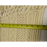 44x72 Beige Crochet Afghan Throw Blanket Fringe Ecru Cable Popcorn Cotton Hand Knit Knitted Handmade 1970s