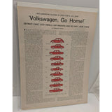 Vintage 1959 Saturday Evening Post Page Volkswagen Go Home VW Bug Magazine Article Red Car Illustrations