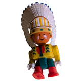 Vintage Playmobil Fisher-Price Native American Indian Chief Toy Figure 3.5" Plastic Cowboy & Indian