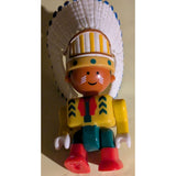 Vintage Playmobil Fisher-Price Native American Indian Chief Toy Figure 3.5" Plastic Cowboy & Indian
