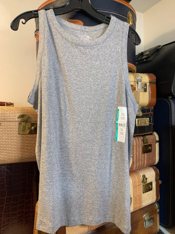 XL Time&Tru Womens Shirt Top Gray heathered stretch, soft sleeveless Regular  New