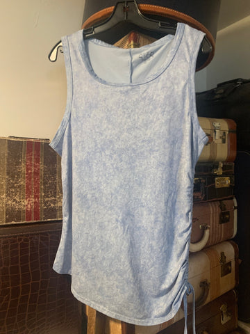 XL EVCR Womens Shirt Top Blue tie-dye stretch, bow side sleeveless Regular  VGC