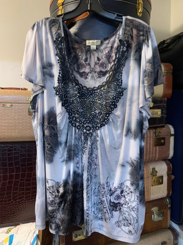 2X One World Womens Shirt Top Tie Dye Short Sleeve Plus  VGC