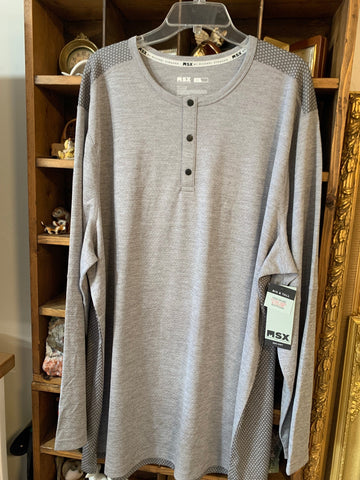 3XLT MSX Mens Shirt Top Gray Michael Strahan geo knit, quick dry wicking Big , Tall  New