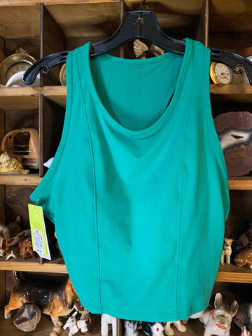 XXL All in Motion Womens Activewear Green sports bra, tank top, crop built-in shelf bra removable pads moisture wicking fits 38D to 42D   New