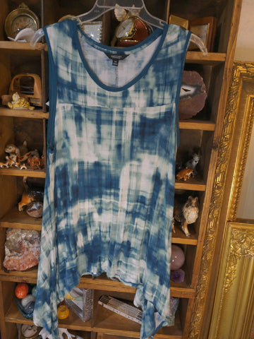 12/14 Vera Wang Womens Shirt Top Size 0X tie dye blue white   Used
