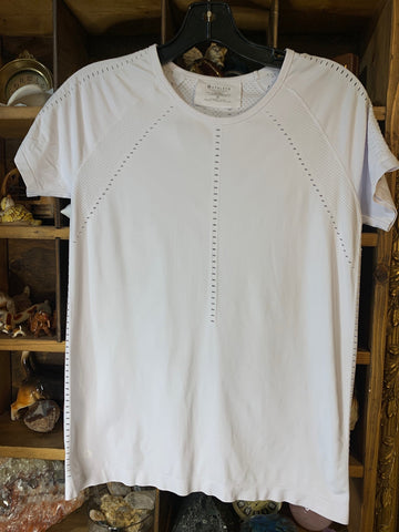 M Athleta Womens Activewear White stretch Short sleeve shirt Regular  VGC