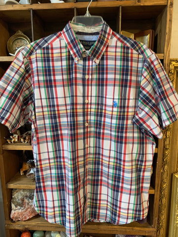 L U.S. Polo Assn Mens Shirt Top Multi plaid, short sleeve Regular  VGC