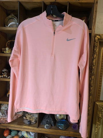M Nike DriFit Womens Activewear Pink long sleeve dry fit pull over running foam holes Regular