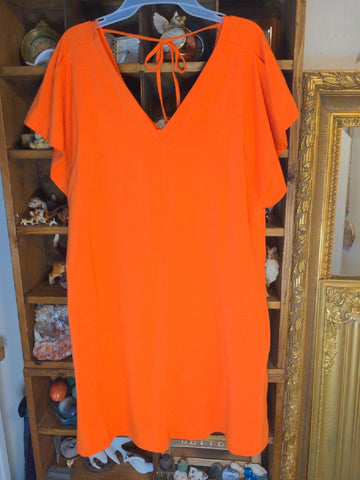 L Free Assembly Womens Dress Orange solid short sleeve Regular  New