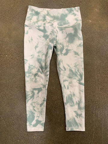 S Gaiam Womens Activewear Light Green White Capri Leggings Exercise Pants Regular  VGC