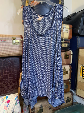 1X Sweet Juliet Womens Shirt Top Navy Stretch Sleeveless Long Plus  VGC