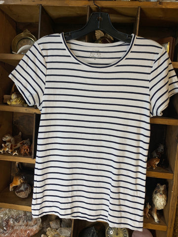 M J Crew Womens Shirt Top Maybe straight stretch fine rib cotton T Regular  Used