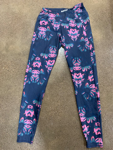 S Burton Womens Activewear Blue Floral Leggings Work-Out Pants Regular  VGC