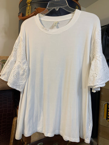 M Hayden Womens Shirt Top White Eyelet Short Sleeve Regular  VGC