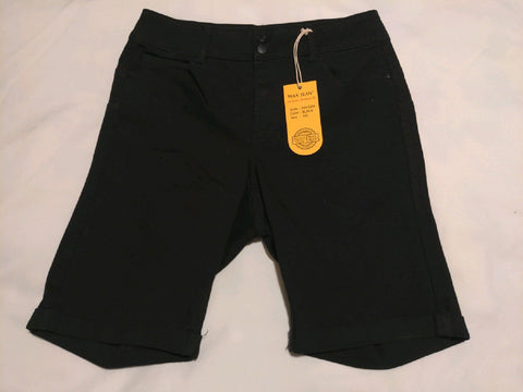 XL Wax Jean Womens Shorts Black button zipper up   New