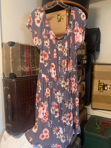 3X Justify Womens Shirt Top Floral stretch scoop neck short dress Plus  VGC