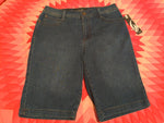 10 Nine West Womens Shorts Blue solid denim stretch Bermuda Regular  New