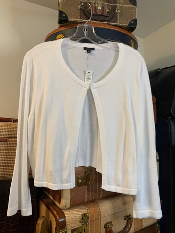 XL Talbots Womens Shirt Top White cardigan sweater, stretch, cotton blend Regular  New