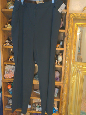 16 Worthington Womens Pants Black solid modern fit trouser leg zipper Plus  New